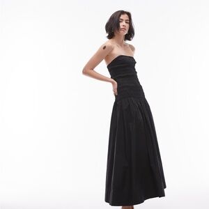 Topshop shirring bandeau maxi dress in black never worn